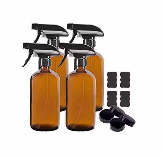 Flacone spray in vetro rotondo Boston trasparente blu da 16 once all'ingrosso con spruzzatore a grilletto